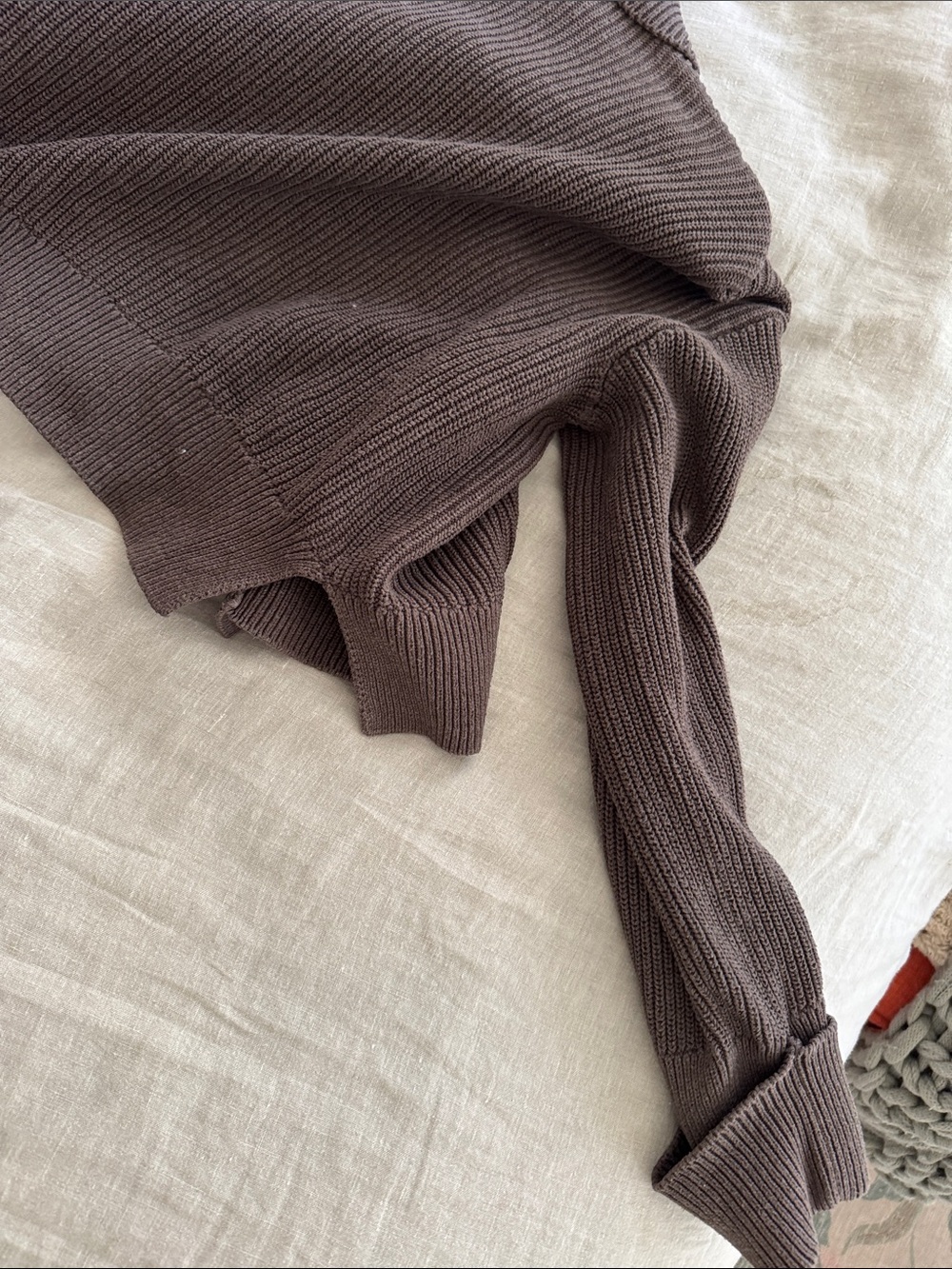 Quince Brown Ribbed Button-Up Collared Sweater - Picture 7 of 7